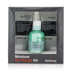 Anthony Moisture On The Go Kit: All Purpose Facial Moisturizer 90ml + Invigorating Rush Hair & Body Wash 100ml + Hand Cream 90ml 3pcs