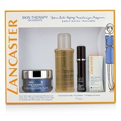 Lancaster Skin Therapy Oxygenate Set: Moisturizer Gel-Cream 50ml+ Serum Youth Renewal 10ml+ Eye Care 3ml+ Express Cleanser 100ml 4pcs
