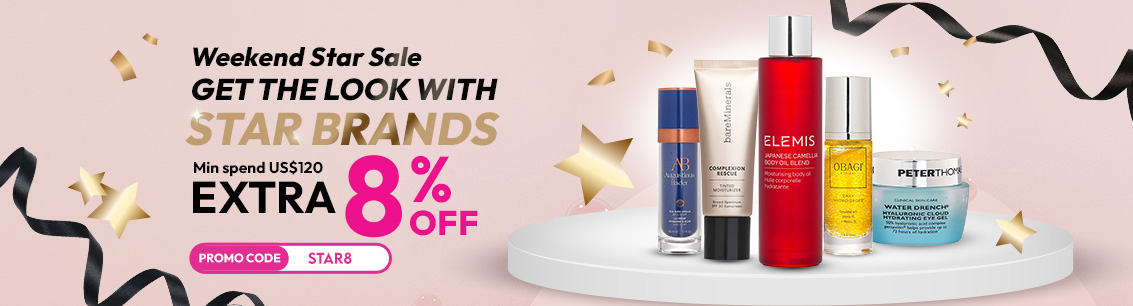 Weekend Star Sale! Transform into a style icon with your favorite celebrity brands! Spend the designated amount and use promo code ‘STAR8’ to enjoy an extra 8% off. Don’t miss this chance to get the look you love! 