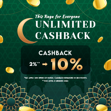 A festive Raya scene with people exchanging gifts and enjoying traditional dishes. Raya Special: Get 10% Cashback! Available in Singapore, Malaysia, and Indonesia.