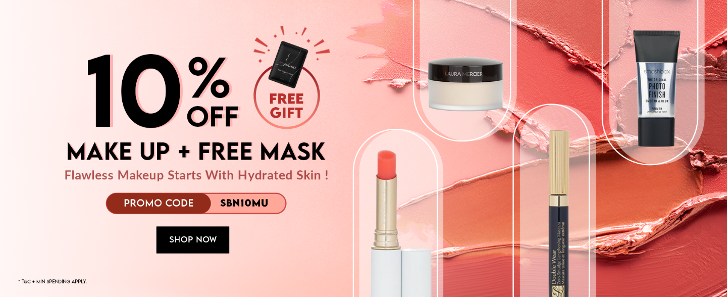 Promotion: 10% off selected makeup + free sheet mask. Upgrade your beauty routine today!