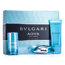 Bvlgari Aqva Pour Homme Marine Coffret: Eau De Toilette Spray 100ml/3.4oz + Deodorant Stick 75g/2.7oz + After Shave Emulsion 100ml/3.4oz 3pcs