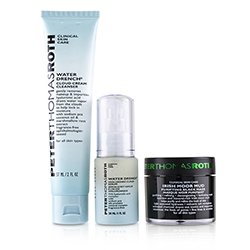 Peter Thomas Roth Clinical Skin Care Set: Water Drench Hyaluronic Cloud Serum 30ml + Water Drench Cloud Cream Cleanser 57ml + Irish Moor Mud Purifying Black Mask 50ml 3pcs