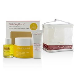Clarins Set: Toning Body Polisher 250g/8.8oz + Body Treatment Oil - Tonic 30ml/1oz + Extra Firming Body Lotion 30ml/1oz + Bag 3pcs+1bag