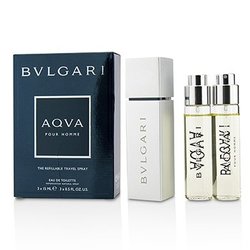 Bvlgari Aqva Pour Homme The Refillable Eau De Toilette Travel Spray 3x15ml/0.5oz