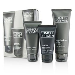 Clinique Custom-Fit Daily Hydration Set: Charcoal Face Wash 50ml/1.7oz + Cream Shave 60ml/2oz + Moisturizing Lotion 100ml/3.4oz 3pcs