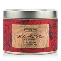 The Candle Company Tin Can 100% Vela de Cera de Abejas con Mecha de Madera - Red, Red Rose (8x5) cm
