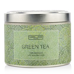 The Candle Company Tin Can 100% Beeswax Candle with wooden Wick – Mehiläisvahakynttilä puisella sydämellä - Green Tea (8x5) cm