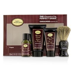 刮鬍學問 完美刮鬍4件套組(中等尺寸) - 檀香The 4 Elements of the Perfect Shave Mid-Size Kit - Sandalwood 4pcs