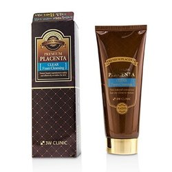 3W Clinic منظف رغوي نقي Premium Placenta 180ml/6oz