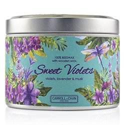 קנדל קמפני Tin Can 100% Beeswax Candle with Wooden Wick - Sweet Violets (8x5) cm