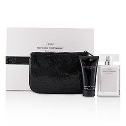 Narciso Rodriguez مجموعة L'Eau For Her: ماء تواليت سبراي 50مل/1.6 أوقية + غسول للجسم Her 50مل/1.6 أوقية + محفظة 2pcs+1Pouch