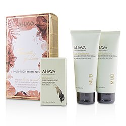 Ahava Elements Of Love Mud-Rich Moments Gift Set: Hand Cream 100ml + Foot Cream 100ml + Purifying Mud Soap 100g 3pcs