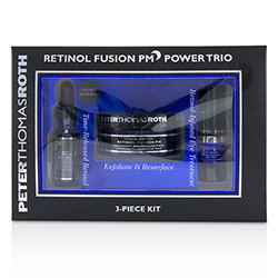 Peter Thomas Roth Kit Retinol Fusion PM Power Trio: Almohadillas Resurgidoras Para la Noche 20 Almohadillas + Suero de Noche 12ml/0.4oz + Crema de Ojos 7ml/0.24oz 3pcs