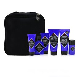 Jack Black Grab & Go Traveler 5-Pieces Set: All-Over Wash 88ml + Conditioning Shave 88ml + Moisturizer 44ml + Deodorant 37g + Travel Bag 4pcs+1bag