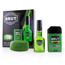 Faberge مجموعة Brut: كولونيا بعد الحلاقة سبراي 88مل/3 أوقية + مزيل تعرق جامد 70مل/2.25 أوقية + صابون كلاسيكي 99 جرام/3 أوقية -