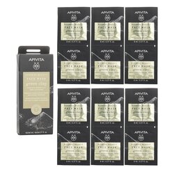 Apivita Express Beauty Mascarilla Facial con Arcilla Verde (Limpiadora Profunda) 6x(2x8ml)