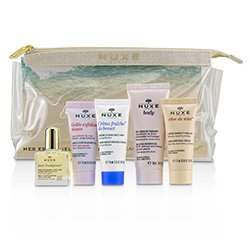 Nuxe My Beauty Essentials Set: Gentle Exfoliating Gel+48HR Moisturising Cream+Multi Usage Dry Oil+Hand & Nail Cream+Shower Gel+Bag 5pcs+1bag