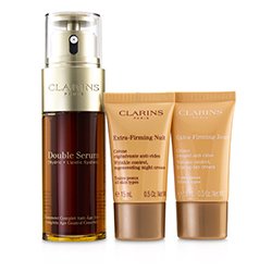 Clarins Double Serum Extra-Edition Набор: Сыворотка 50мл + Укрепляющий Дневной Крем 15мл + Укрепляющий Ночной Крем 15мл 3pcs