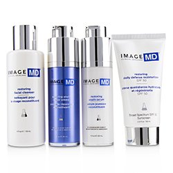 Image Image MD Skincare System: Restoring Facial Cleanser + Restoring Youth Serum + Restoring Youth Repair Creme + Restoring Daily Defense Moisturizer With Sunscreen SPF 50 4pcs