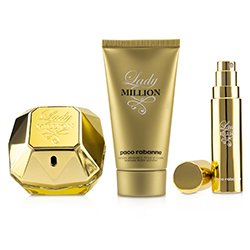 Paco Rabanne Lady Million Coffret: Eau De Parfum Spray 80ml/2.7oz + Loción Corporal Sensual 75ml/2.5oz + Eau De Parfum Travel Spray 10ml/0.34oz 3pcs