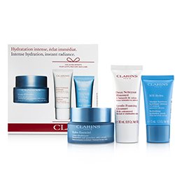 Clarins Hydra-Essentiel Skin Starter Kit: Silky Cream 50ml+ SOS Hydra Hydration Mask 15ml+ Gentle Foaming Cleanser 30ml 3pcs
