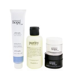 Philosophy Renewed & Grateful 4-Pieces Gift Set: One-Step Facial Cleanser 120ml + Peeling Mousse 75ml + Overnight Moisturizer 15ml + Moisturizer 15ml 4pcs