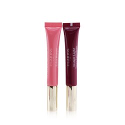 Clarins Instant Light Lip Perfector Collection: #01 Rose Shimmer + #08 Plum Shimmer 2x 12ml/0.35oz