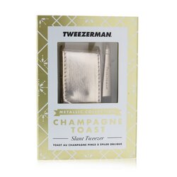 Tweezerman Slant Tweezer with Pouch (Metallic Collection) - Champagne Toast -