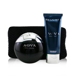 寶格麗 Aqva Pour Homme Coffret: Eau De Toilette Spray 100ml/3.4oz + After Shave Balm 100ml/3.4oz + Pouch 2pcs+Pouch