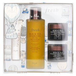 Fresh Black Tea Firming Beauty Bundle Set: Soy Face Cleanser - 20ml/0.6oz + Black Tea Kombucha Facial Treatment Essence - 150ml/5oz + Black Tea Firming Overnight Mask - 30ml/1oz + Black Tea Firming Corset Cream - 30ml/1oz 4pcs