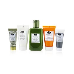Origins Best Sellers Best Skin Набор: Успокаивающий Лосьон 100мл + Увлажняющий Гель 30мл + Средство для Умывания 30мл + Сыворотка 15мл + Маска с Углем 15мл 5pcs+1bag