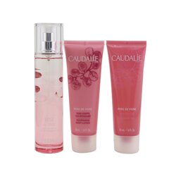 Caudalie Rose De Vigne Christmas Coffret: Fresh Fragrance Spray 50ml + Gel de Ducha 50ml + Loción Corporal 50ml (Pink Line) 3pcs