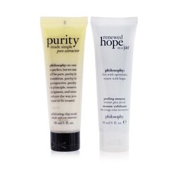 自然哲理 Mask, Peel & Glow 2-Pieces Set: Purity Made Simple Pore Extractor 30ml + Renewed Hope In A Jar Peeling Mousse 30ml 2x30ml/1oz