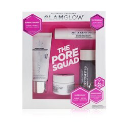 Glamglow The Pore Squad Set: 1x Supercleanse Clearing Cream-To-Foam Cleanser - 30g/1oz + 1x Superserum 6-Acid Refining Treatment - 10ml/0.34oz + 1x Supermud Clearing Treatment - 15g/0.5oz + 1x Supertoner Exfoliating Acid Solution - 30ml/1oz 4pcs