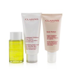 Clarins A Beautiful Pregnancy Set: Body Partner 175ml+ Exfoliating Body Scrub 200ml+ Body Treatment Oil-Tonic 100ml 3pcs