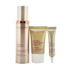 Clarins V Shaping Facial Lift Collection: V Shaping Facial Lift 50ml+ Eye Lift Serum 7ml+ V-Facial Intensive Wrap 15ml+ Pouch 3pcs+1pouch