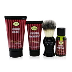 刮鬍學問 The 4 Elements Of The Perfect Shave 4-Pieces Kit - Sandalwood: Pre-Shave Oil 30ml + Shaving Cream 45ml + After-Shave Balm 30ml + Shaving Brush 4pcs