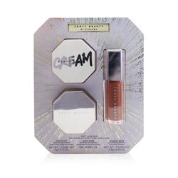 Fenty Beauty by Rihanna مجموعة الوجه والشفاه والجسم الثلاثية Fenty Glow (أحمر خدود كريمي عدد 1، ملمع شفاه عدد 1، هايلايتر عدد 1) 3pcs
