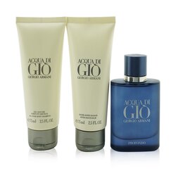 Giorgio Armani Acqua Di Gio Profondo Набор: Парфюмированная Вода Спрей 40мл/1.35унц + Шампунь для Волос и Тела 75мл/2.5унц + Бальзам после Бритья 75мл/2.5унц 3pcs