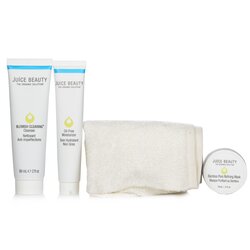 Juice Beauty Blemish Clearing Solutions Kit : Cleanser + Serum + Moisturizer + Mask + Washcloth (Unboxed) 4pcs+1cloth
