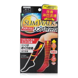 SlimWalk Medical Lymph Outing High Socks, Compression Socks - # Black (Size: M-L) 1pair