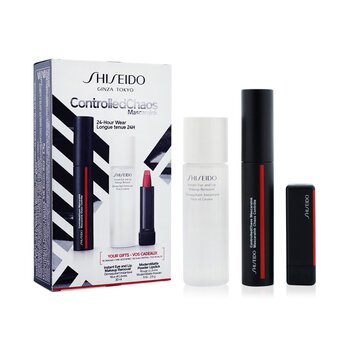 Shiseido Controlled Chaos MascaraInk Set (1x Controlled Chaos MascaraInk, 1x Modern Matte Powder Lipstick, 1x Instant Eye And Lip Makeup Remover) 3pcs
