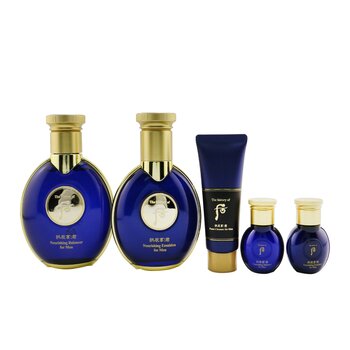 Whoo (The History Of Whoo) Men Gongjinhyang: Kun Special Set: Nourishing Balancer (140ml+20ml) + Nourishing Emulsion (100ml+20ml) + Foam Cleanser 40ml 5pcs